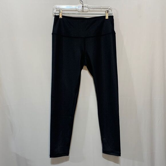 🟢3 for $20 Z by ZELLA leggings patterned black crop wide waist band women sz M - Picture 1 of 7